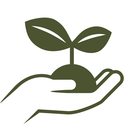 野菜の苗を掬う手のアイコン